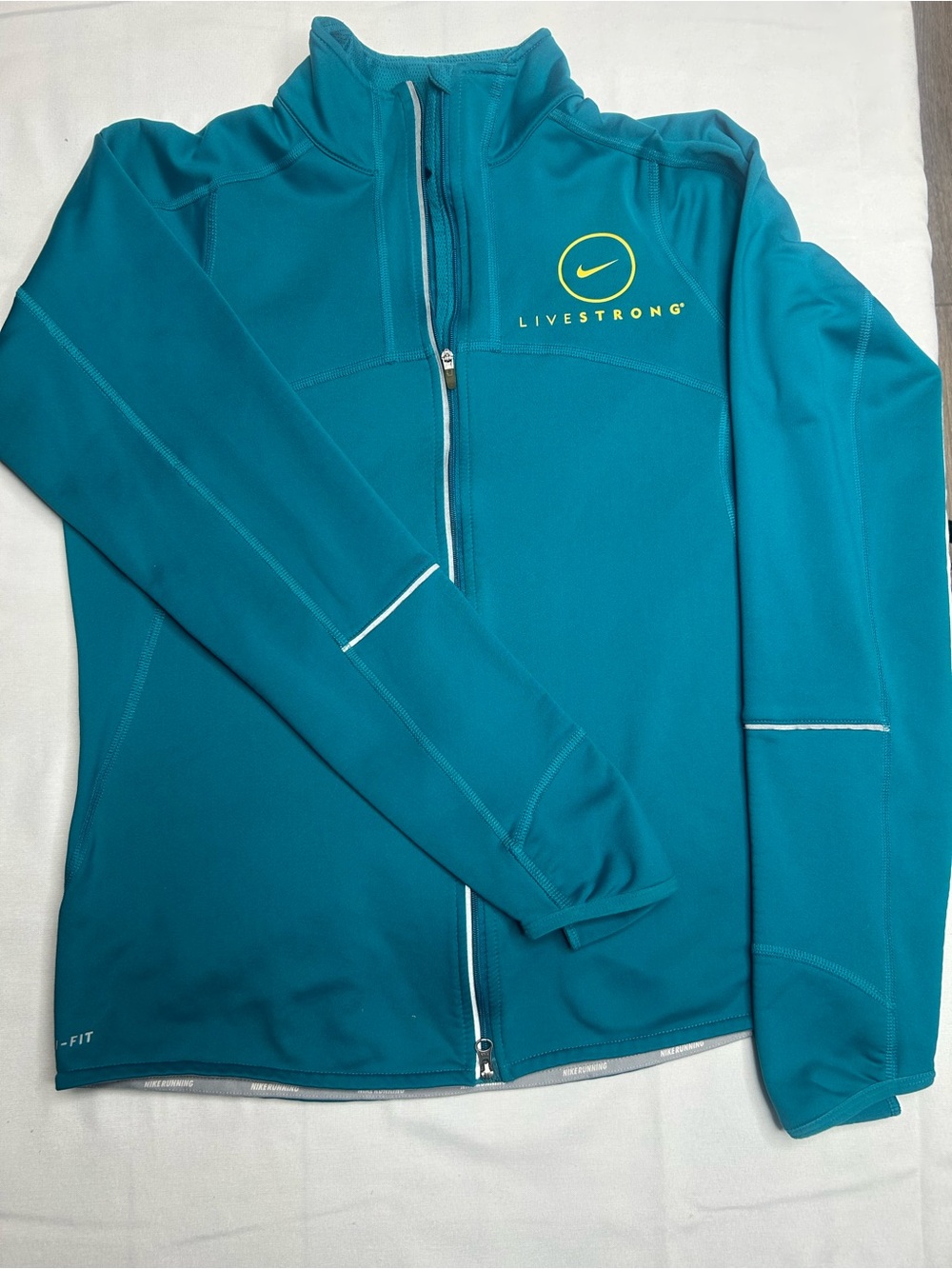 Nike Livestrong Full-Zip Dri-Fit Running Jacket – Medium – Teal/Yellow
